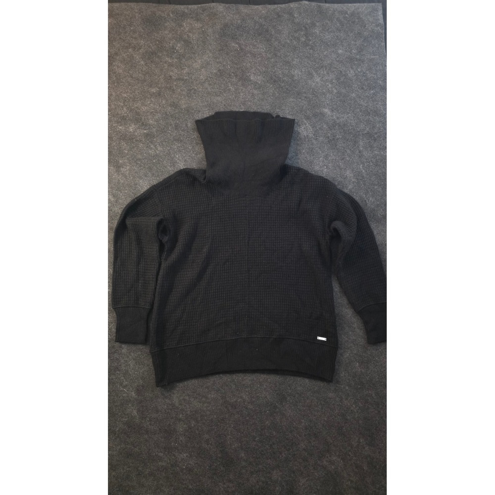 Jones New York Signature Black Waffle Knit Turtleneck Sweater Womens Medium